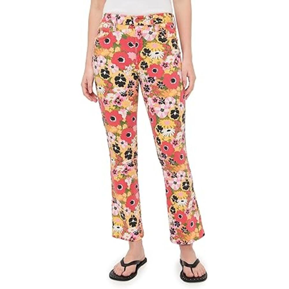 NWT Mother Mid Rise Smokin Double Flood Jeans Flowers Al Fresco Size 24